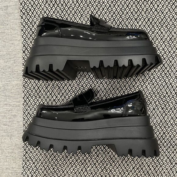 AZALEA WANG Aleo Platform Penny Loafer in Black Patent NEW - Picture 9 of 10